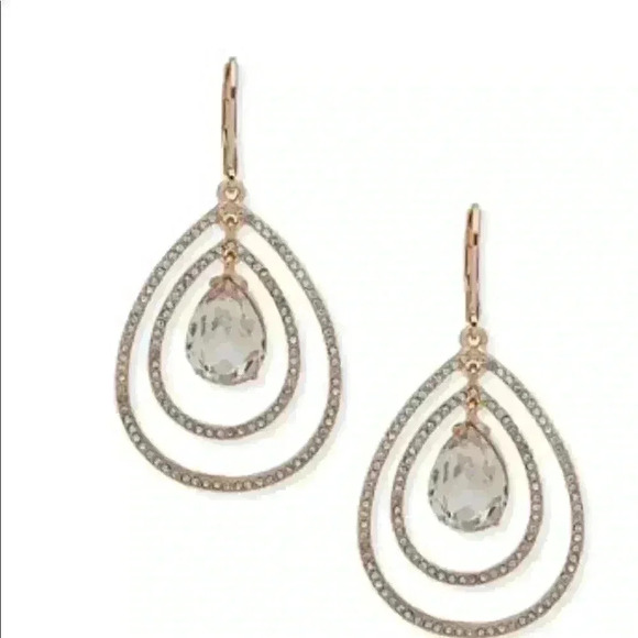 Anne Klein new Gold Tone Pave Orbital Drop Stone - Picture 2 of 3